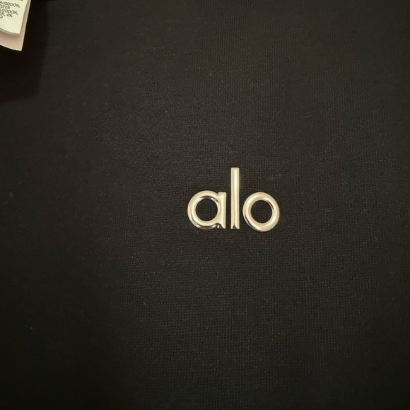 ALO Yoga Men's Black Crewneck Sweatshirt with White Logo - Picture 3 of 3